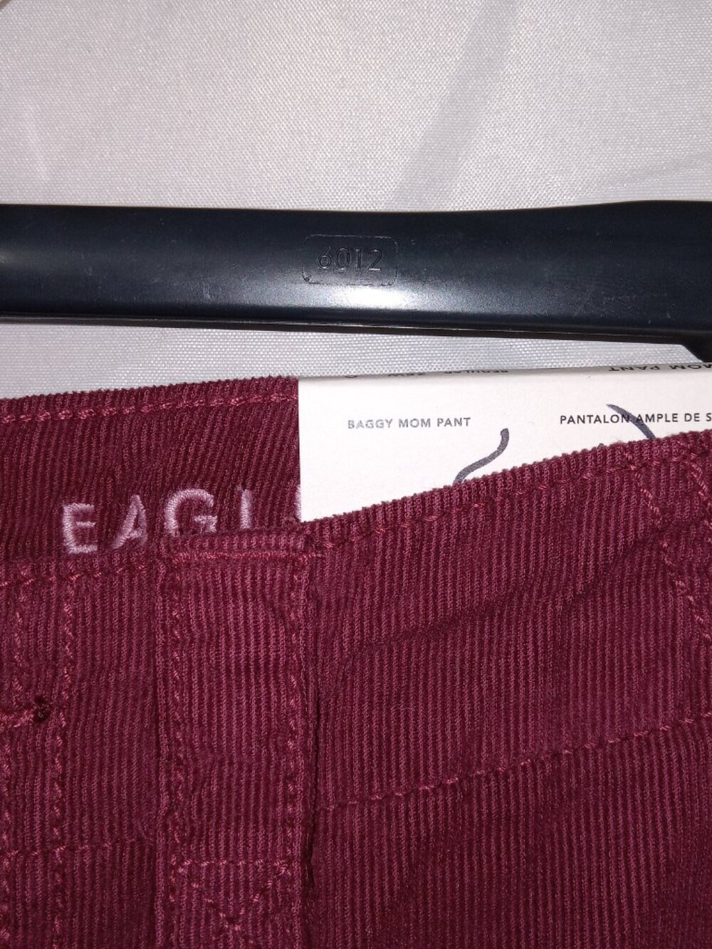 American Eagle Baggy Mom Corduroy Pants High Rise Maroon Red Sz 0 NWT - Picture 6 of 14
